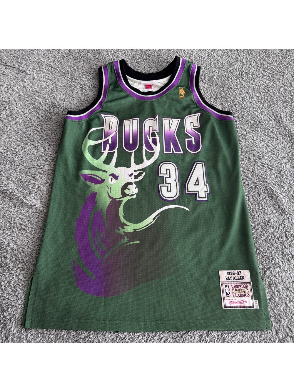 Authentic Mitchell & Ness Ray Allen NBA Bucks 96-97 Rookie Jersey Tailored 44